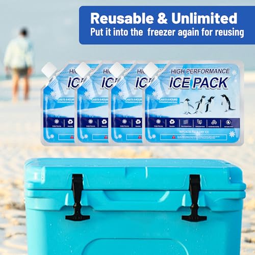 Reusable Ice Packs for Cooler, Freezer Ice Packs for Lunch Boxes, Cooler Ice Packs for Camping Gear, Fishing - size: Medium
