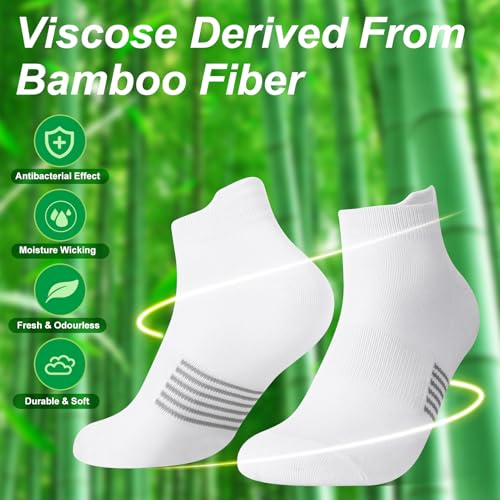 6 Pairs Thin Breathable Bamboo Ankle Socks for Women - color: White,blue,pink,green,grey,blue, size: Medium