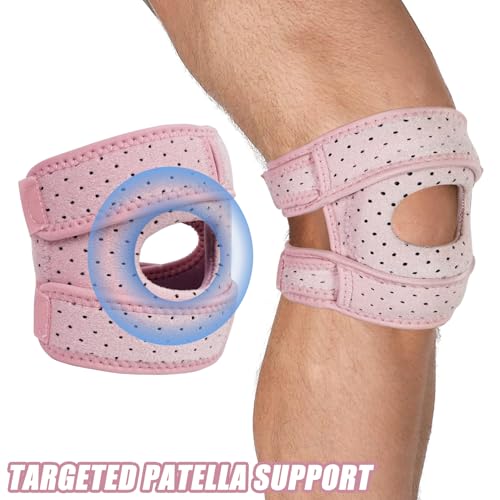 Luwint Patellar Tendon Support Strap with Gel Pad, Women & Teens Adjustable Knee Brace for Knee Pain Relief, Arthritis, Sports (Pink) - color: Pink