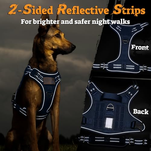 rabbitgoo Tactical Dog Harness Medium Sized, No Pull Service Pet Vest - color: Blue, size: M(chest:20.1"-33.9",neck:17.7"-22.3",back:7.5")