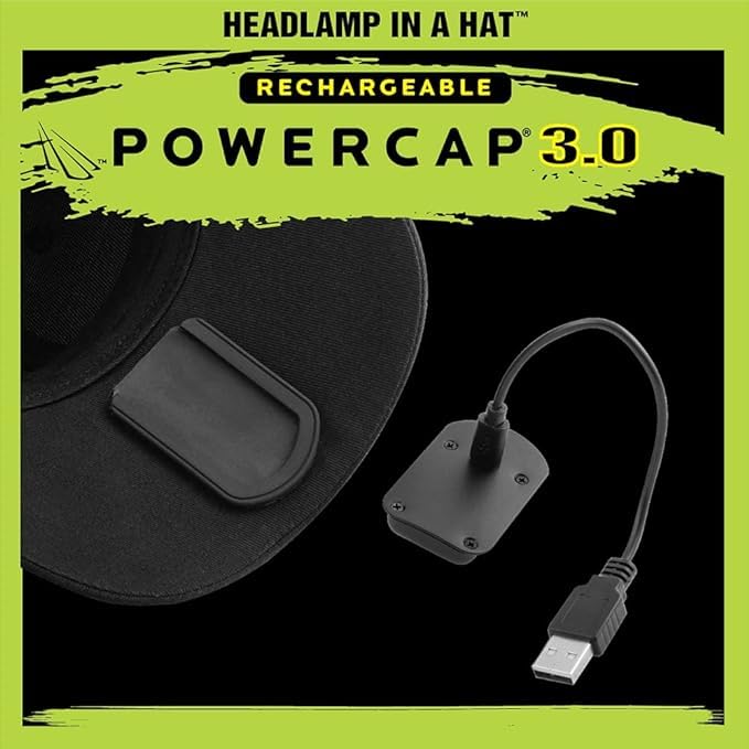LED Hat Light - POWERCAP Baseball Cap with Light Built in - LED Cap Visor Light with Bright Headlight and IPX4 Rating - color: Mossy Oak Elements Manta