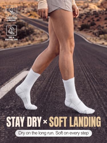 Coolmax Running Socks for Women Stay Dry Cloud Cushioned Compression - color: White, size: 5-8