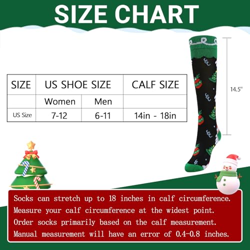 Junely Compression Socks for Women Knee High Socks Funny - color: Christmas25