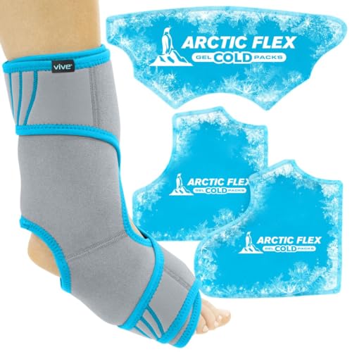 Vive Ankle Ice Pack Wrap - Foot Cold/Hot Compression Brace - Adjustable