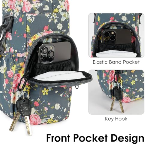 sportsnew 40oz Insulated Crossbody Water Bottle Sling Bag w/Phone Pocket - color: Rose