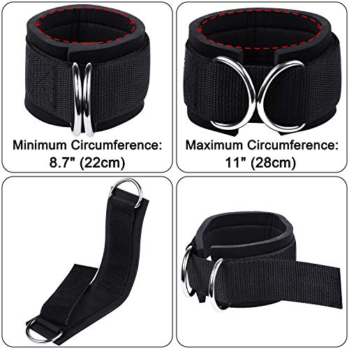 1 Pair Adjustable Fitness Ankle Strap with Double D-Ring - color: Black