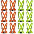 Hercicy 12 Pcs Reflective Safety Vest Hi Vis Adjustable Straps Yellow, Orange - color: Yellow, Orange