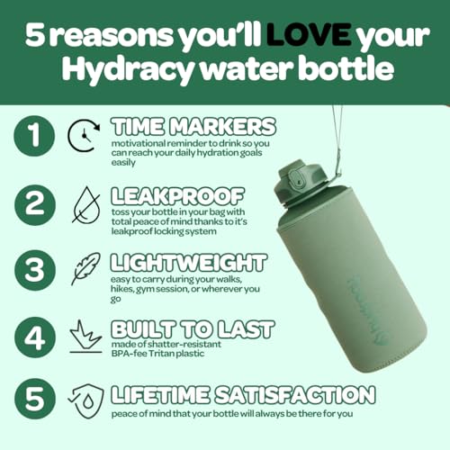 Hydracy 2L Large Water Bottle, Shatterproof, BPA Free Tritan Plastic, Leakproof, Zero Condensation, With Detachable Carry Strap, Spillproof Lid, Convenient Silicon Spout, Ideal for Gym, Yoga - color: Moonlight Green, size: 64 oz