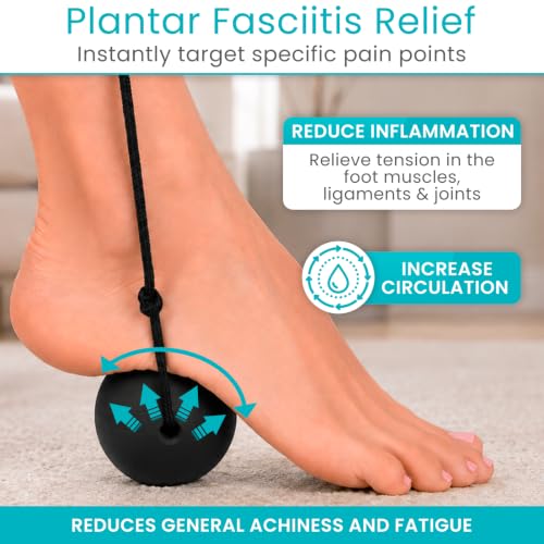 Vive Plantar Fasciitis Relief Lacrosse Ball – Massage Roller for Feet - Deep Tissue Trigger Point Massager Set for Arch Pain, Myofascial Release - Reflexology Muscle Knot Massager for Women, Men