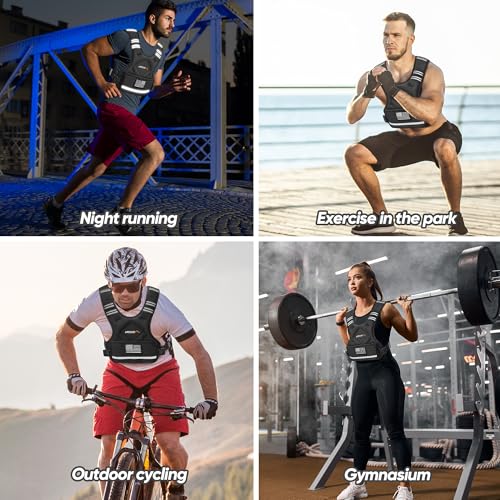 APEXUP Adjustable Weighted Vest, 4-10lb/12-18lb/20-32lb Vest with 6 Ironsand Weights and Large Pocket, Weight Vest for Men Women Strength Training, Running, Walking - color: Black, size: 4-10lbs