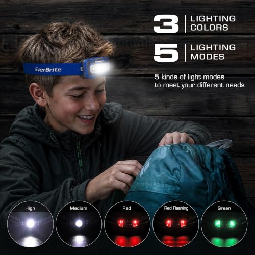 EverBrite Headlamp, 300 Lumens LED Head Lamp for Kids & Adults, Red Light - color: Sapphire Blue