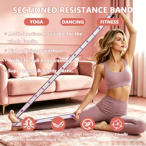 Fabric Exercise Straps, Number Stretch Resistance Bands with 10/12 Loops - color: Blue, size: 12Loops