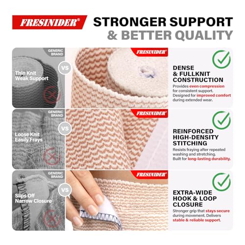 FRESINIDER Premium Elastic Bandage Wrap 5 Inch, 6 Pack, Hook and Loop - color: 5" X 6 Pack