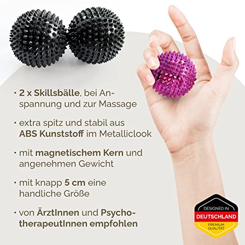 2X Spiky DBT Skill Balls | Magnetic Stress Relief Balls | Spiky Massage Balls for Relaxation, Tension Release, Focus & Mobility (Black/Pink, 2 Inch) - color: Black/Pink, size: 2 inches