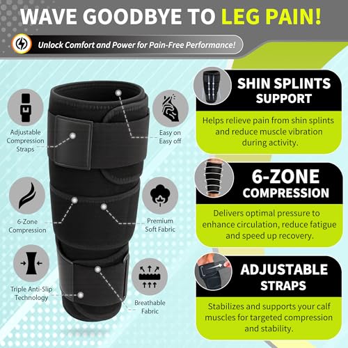 BLITZU Calf Brace for Torn Muscle, Neoprene Compression Wrap for Men Women - color: Black Small/Medium
