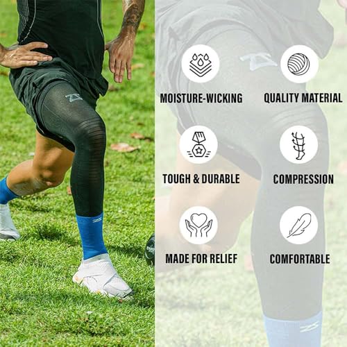 Zensah Full Length Long Leg Compression Sleeve - color: Heather Grey, size: Small