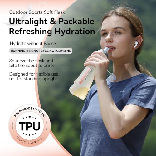 MARCHWAY Soft Flask Collapsible Water Bottle with Wide Mouth, 300ml/500ml - color: White, size: 500 ml/17 oz