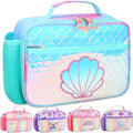 RHCPFOVR Kids Lunch Box for Girls Teens Insulated Lunch Bag Reusable Lunch Tote Kit for School Travel - color: Blue Mermaid Scale