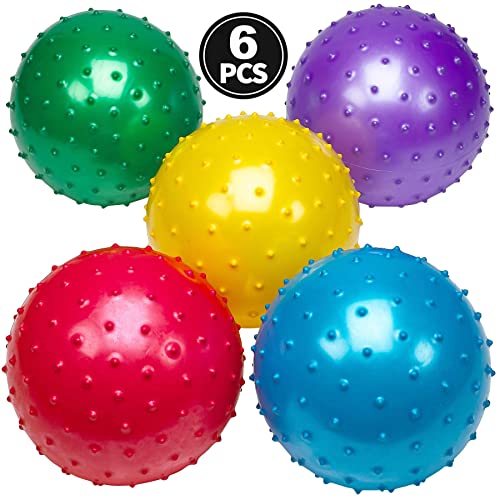 Bedwina 7-Inch Knobby Sensory Balls, Spiky Massage Stress Balls - size: 6-Pcs