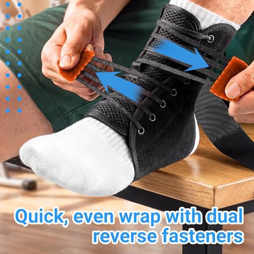 Ankle Brace Adjustable Support for Sprained Ankle and Injury Recovery - size: Large