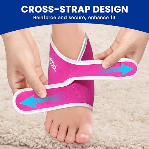 Ankle Ice Pack Wrap Reusable Gel Cold Compression for Foot Discomfort - color: Hot Pink