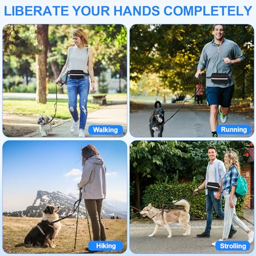 Philorn Hands Free Dog Leash with Pouch, Adjustable Waist Leash for Dog - color: Black for 1