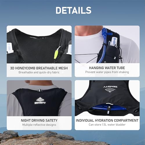 Running Hydration Vest 5L, Running Backpack with 2x500ml Soft Flask - color: Black, size: X-Large