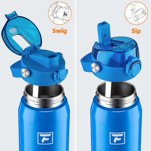 Fanhaw 24oz Stainless Steel Water Bottle with 2-in-1 Lid, Sky Blue - color: Sky Blue
