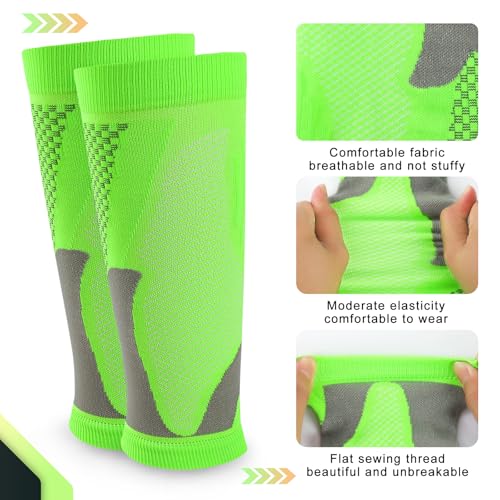 Junely 3 Pairs Calf Compression Sleeve for Men and Women - color: Orange Yellow Grey