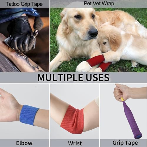 24Pcs Self Adherent Cohesive Bandages Wrap Self Adhesive 2 in White - color: White, size: 24Pcs