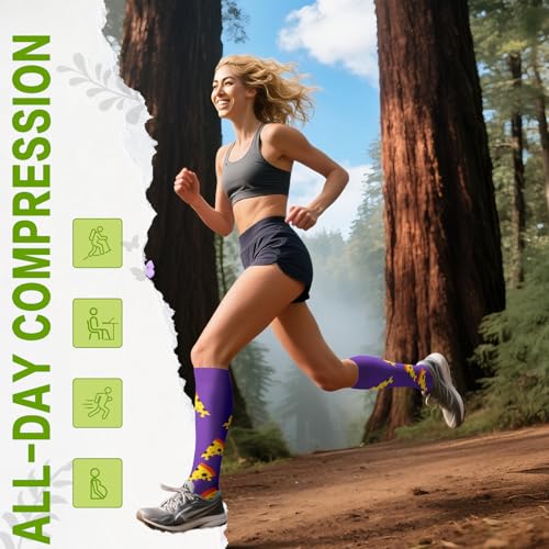 6 Pairs 20-30 mmHg Knee High Compression Socks, Unisex, Running, Travel - color: D-doughnut, size: Large-X-Large