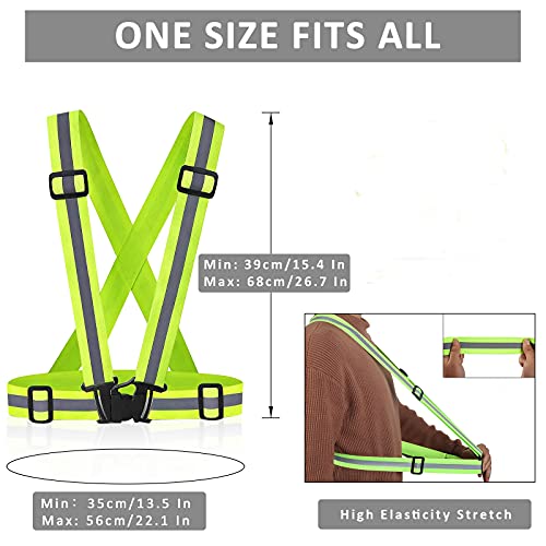 Reflective Vest - Running Vest Reflector, Reflective Running Vest with Safety Straps, High Visibility Reflector - color: P-20pcs Green