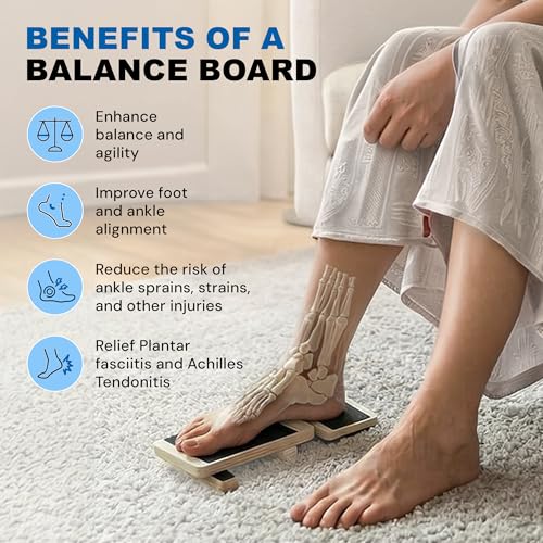 Ankle Strengthening & Stability Adjustable Balance Board, Recovery for Sprains & Plantar Fasciitis Relief, Single Leg Balance Board, Posture Corrector, Foot Stretch, Training & Leg Stability