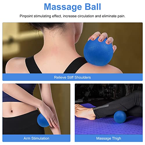 Aucuu 6 in 1 Foam Roller Set Includes Hollow Core Massage Roller, Yoga Stick, Massage Ball, Fitness Stretching Strap, Massage Roller, Carrying Bag, Towel (Blue) - color: Blue