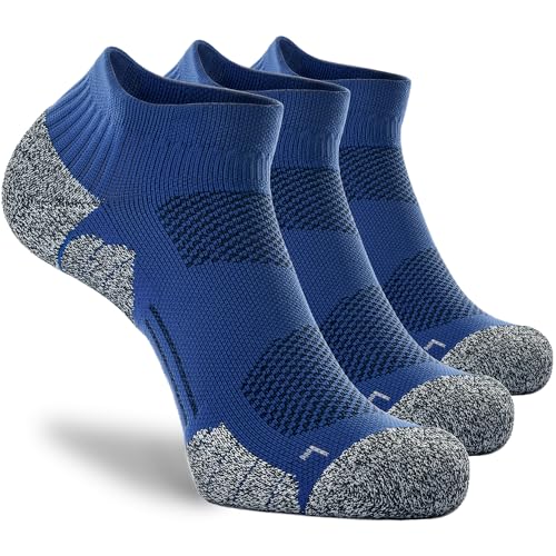 CWVLC Cushioned Athletic Ankle Compression Socks for Women Men 3/6 Pairs - color: 3-pairs Royal, size: Small