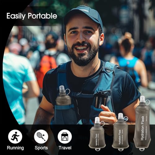 WILDREEDS 250ml Soft Flask, TPU Collapsible Soft Water Bottle for Hydration Pack, Running Vest, Folding Water Bottle for Hiking Cycling Climbing-2Pcs, Grey - color: 2pcs, 250ml Grey