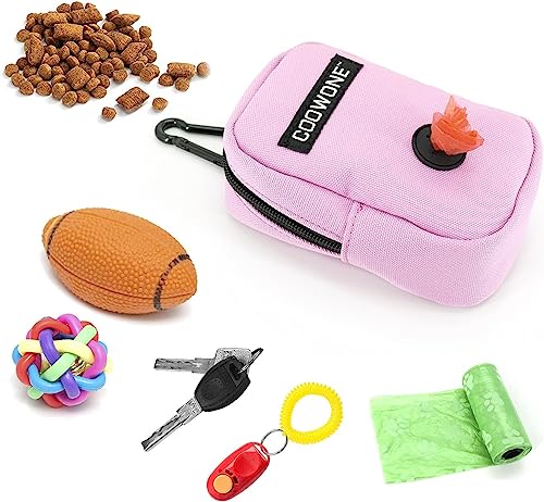 Dog Treat Pouch Dog Poop Bag Holder For Leashes, Pets Snack Container With Inner Mesh Bag, Puppy Supplies Perfect For Training And Walking - Hands Free Dog Waste Bag Dispenser -Dog Travel Accessories - color: Pink