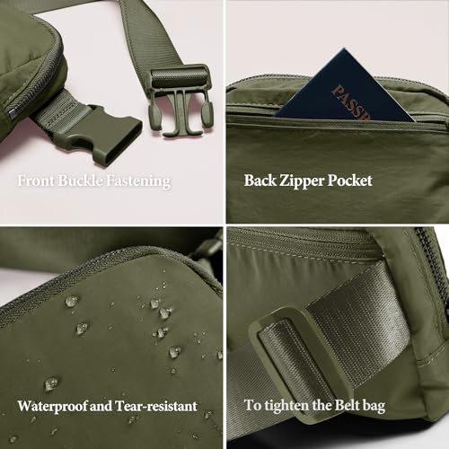 YOSHUYUKI Cross Body Fanny Packs for Women Men Fashion Waist Bag Pouch Nylon Small Travel Crossbody Bags Mini Purse Everywhere Belt Bag Bum Bag with Adjustable Strap for Running Hiking Dim Olive - color: Dim Olive