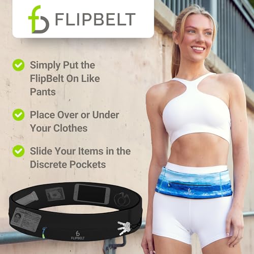FlipBelt Zipper Running Belt, Waist Pack for Fitness and Running, US Company - color: Black, size: X-Small