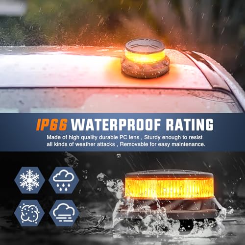 Nilight Amber Beacon Light 12V-24V Aluminum Base Flashing Safety Warning Lights Permanent & Magnet Mount LED Emergency Rotating Strobe Light for Forklift Truck Tractor UTV Snow Plow, 2 Years Warranty - color: Aluminum Base