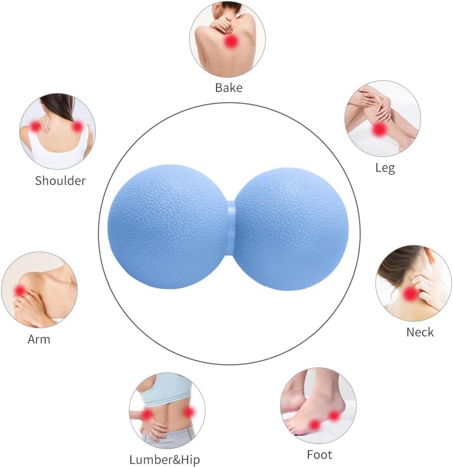 Double Lacrosse Peanut Massage Ball for Deep Tissue Pain Relief - Micro-Elastic Myofascial Roller Ball for Back and Neck, Foot and Physical Therapy (Blue) - color: Blue