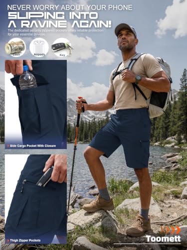 Toomett Mens Hiking Cargo Shorts - color: Blue, size: 30