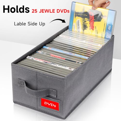 NUSWOR Upgrades DVD Storage Box - 2Pack DVD Organizer with Lid - Grey - size: 2PACK