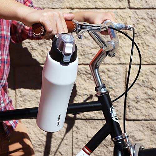 Cupture Action Bottle with Handle - Stainless Steel Vacuum-Insulated, 22 oz - color: White