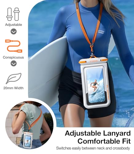 TORRAS IP68 Waterproof Phone Pouch Floating with Double Space 7.0", White - color: White