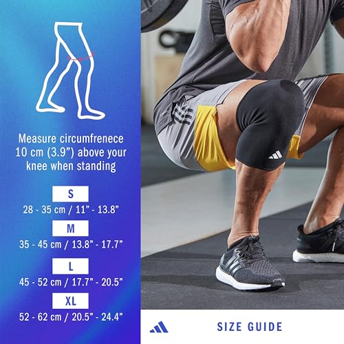 adidas Knee Support Sleeve - Knee Sleeve for Support, Training, and Competitions - Ergonomic Design, Elastic Nylon Blend - Durable and Breathable - For all Fitness Levels - X-Large - size: X-Large, style: adidas Knee Support