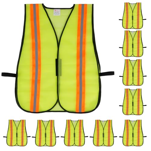 zojo High Visiblity Reflective Mesh Safety Vest Bulk 10 Pack - color: 10pcs-fluorescent Yellow
