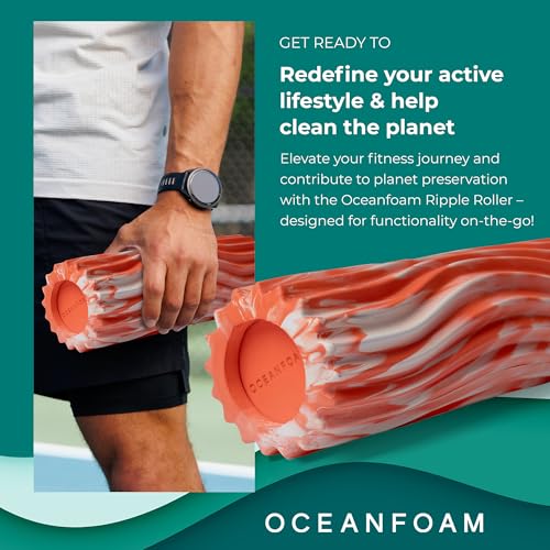 Oceanfoam Ripple Small Foam Roller for Physical Therapy (Orange Marbled)