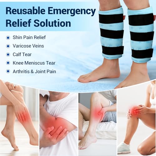 Comfytemp Extra Large Calf Shin Splint Ice Packs for Injury Reusable Wrap - color: Blue 32, size: Extra Large