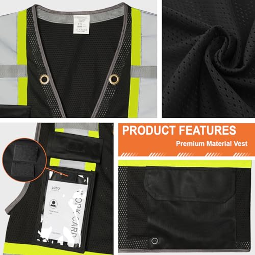 Safety Vest Mesh High Visibility Vest for Men Women, Black S - color: Black, size: Small